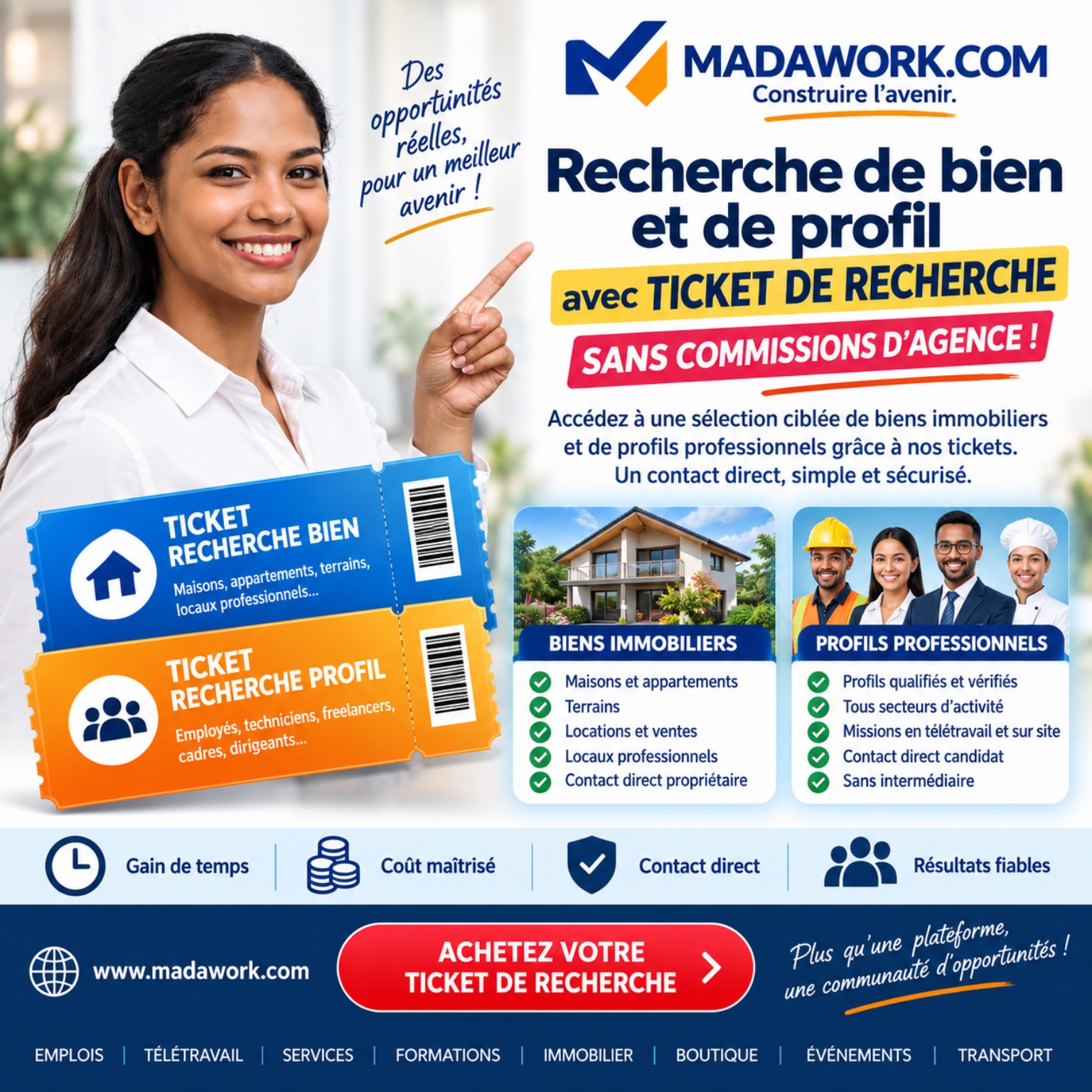 Une personne prépare une recherche personnalisée sur Madawork.com